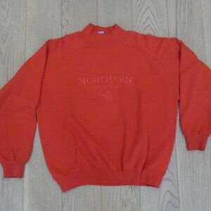 Northern Reflections Embroidered Mock Neck Sweatshirt Large Red